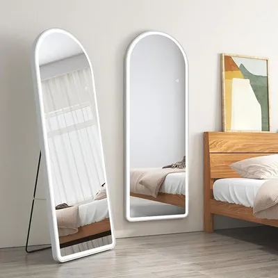 Produktbild von Ganzkörperspiegel mit Beleuchtung 160x60cm 3 Lichtfarbe Dimmbar Standspiegel Groß mit Touchschalter LED Standspiegel weiß