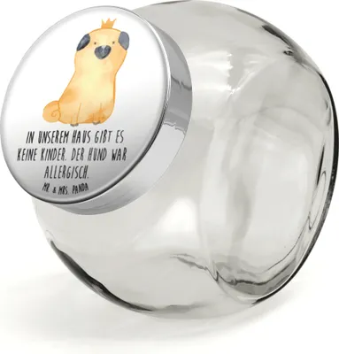 Produktbild von Mr. & Mrs. Panda Kaffeedose Mops Krone L 870ml - Weiß - Geschenk, Allergisch, König, Vorratsdose Glas, Süßigkeitenglas, Sprüche, Königlich, Hund, Haha, Vorratsbehälter