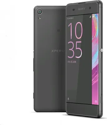 A studio shot of a Sony Xperia XA smartphone, showing both the front and back.