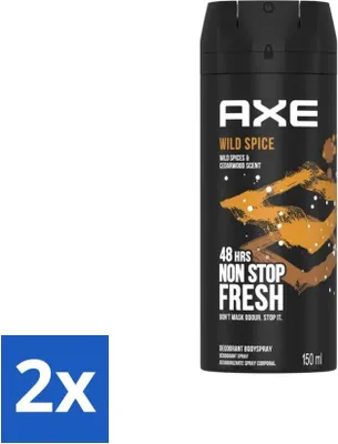 Immagine prodotto di Axe - Deodorante Spray per il corpo - 48 ore Non Stop Fresh - Wild Spice - Spezie selvatiche e legno di cedro - 150 ml - Confezione risparmio - 2 pezzi