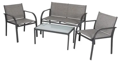 Produktbild von Gartenmöbel-Set LOUNGE mit Sesseln, Bank und Tisch, grau