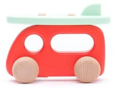 Produktbild von Bajo Holz Wohnmobil mit Surfbrett - nachhaltiges Spielzeug für Kinder