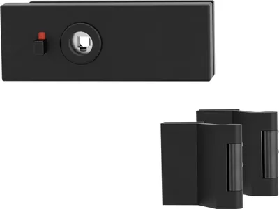 Produktbild von Griffwerk PURISTO S -Graphitschwarz Ganzglastürbeschlagset -3-teiliger Bandsatz -ohne Griff mit Magnetfalle -smart2lock