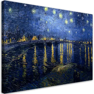 Image de Toile  Nuit étoilée sur le Rhône - V. van Gogh 120x80 Feeby Image colorée pour le mur, prête à être accrochée