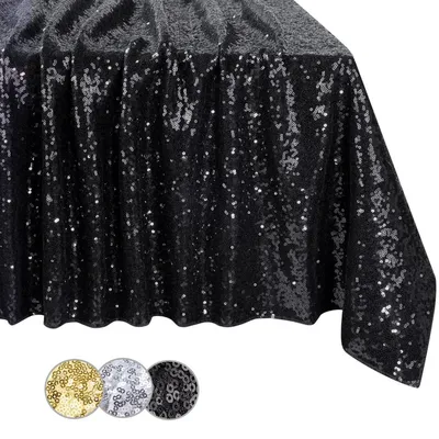Productafbeelding van Glitter tafelkleed, rechthoekig, 150x225 cm, zwart, voor feestdecoratie