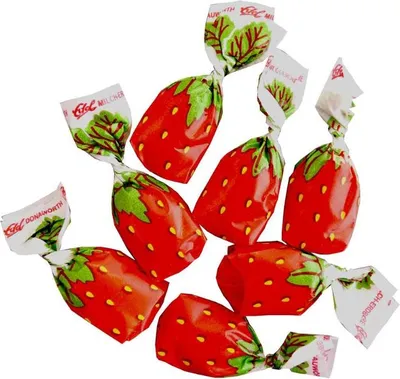 Produktbild von Edel Vollmilch Erdbeere Bonbons mit Fruchtmark einzeln gewickelt 100g