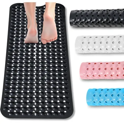 Productafbeelding van Antislip badmat, 100 x 40 cm, zwart, PVC/rubber, 300 zuignappen, machinewasbaar