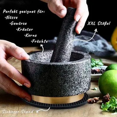 Produktbild von Handmühle und Stampfer - Handmühle mit Griffhammer, Sauce-Garlic-Stampfer, Handmühle zum Kratzen von Gewürzen