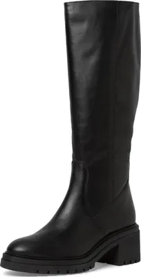 Produktbild von Tamaris Damen Stiefel Schwarz kniehoch mit grober Profilsohle und kleinem Absatz