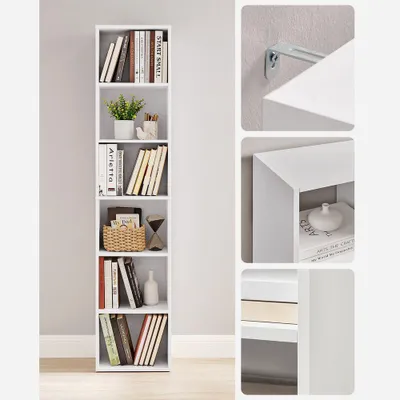 Immagine prodotto di Libreria a colonna con 6 ripiani – bianca – 40 x 24 x 178,5 cm