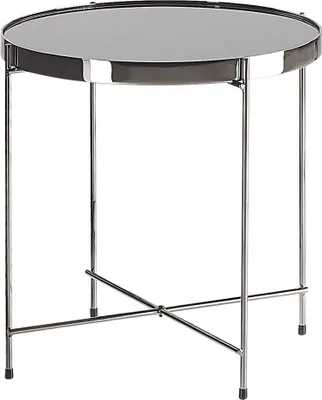 Produktbild von BELIANI Beistelltisch Schwarz/Silber Glas Metall rund ⌀ 40 cm Klassisch Elegant Multifunktional Wohnzimmer