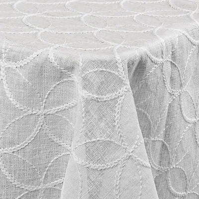 Produktbild von DecoHomeTextil Tischdecke Decorativo In Lino Organza Leinen mit dezenter Stickerei pflegeleicht Weiß Eckig 110 x 140 cm