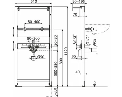 Obrázek produktu pro Modul do sádrokartonu pro umyvadlo veporit. VP104/1120
