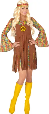 Produktbild von HIPPIE GIRL (Kleid mit Weste, Stirnband, Kette mit Peace-Zeichen) Größe S