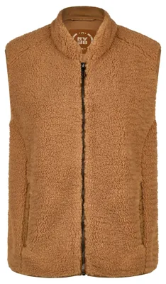 Produktbild von Rabe Damen Weste Fake Fur Teddy-Optik mit Stehkragen und Reißverschluss Braun Gr. 42