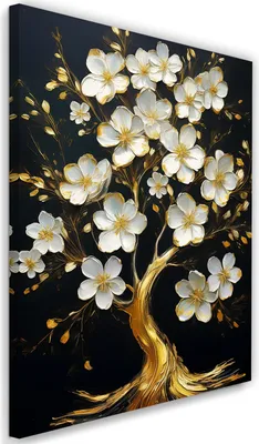 Produktbild von Leinwandbild Baum der Liebe Blumen Abstraktion 40x60 Feeby Weiß bild für die wand bereit zum aufhängen