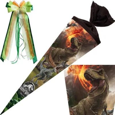 Produktbild von Nestler Schultüte Dinosaurier T-Rex 70 cm mit / ohne Schleife, Motiv / Ausführung:Jurassic World - mit Schleife