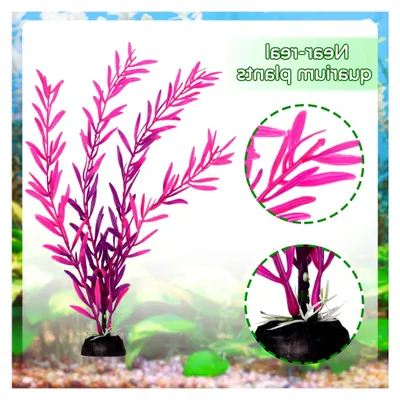 Produktbild von Dekoration für Aquarienpflanzen, 25 Stück künstliche Aquariumpflanzen, Kunststoffpflanzen für Aquarien, bunte Kunstpflanzen für Aquariendekor, von klein bis groß