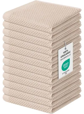 Productafbeelding van Keukenhanddoeken, 100% katoen, 12 stuks, 30 x 30 cm, beige