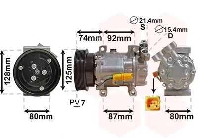 Produktbild von VAN WEZEL 4300K452 SD6V12 Klimaanlage Klimakompressor PAG 46 R134a für RENAULT Clio III Schrägheck (BR0/1, CR0/1) TWINGO II (CN0) CLIO Grandtour