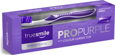 Produktbild von Truesmile | Zahnpasta - 100 ml - Purple Reveal - Minze - Mit Fluorid - Violettes Pigment - Zahnbürste im Set