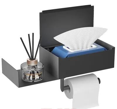 Produktbild von Beede Edelstahl Toilettenpapierhalter mit Deckel Schwarz