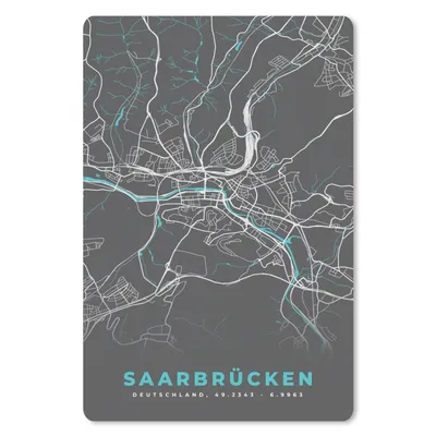Produktbild von MuchoWow® Mauspad Mousepad Deutschland - Blau - Saarbrücken - Stadtplan - Karte 18x27 cm - Mousepads - Maus Mat - Pad - Mausunterlage