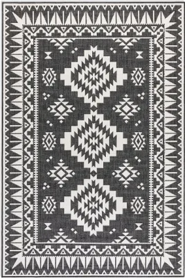 Zdjęcie produktu dla Dywan na taras 200x290cm dwustronny sznurkowy, czarno kremowy płaski