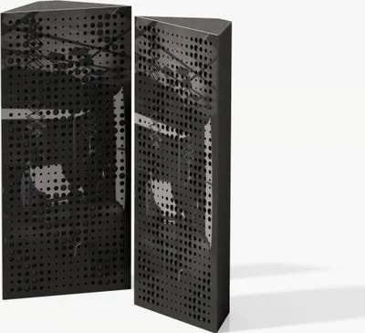 Obrázok produktu pre 2-pack - Úzka akustická rohová basová pasca | veľkosť: 23 x 50 cm | farba: (lesklý čierny plast, REBAT)