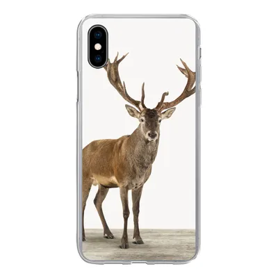 Produktbild von MuchoWow® Handyhülle Schutzhülle Hülle für iPhone Xs Hirsche - Tiere - Geweih - Kinder - Mädchen - Jungen Silikon Softcase Handy Hülle - Handytasche