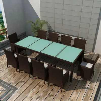 Imagen del producto de Conjunto de jardín de 11 piezas "The Living Store", con cojines, de ratán sintético, color marrón