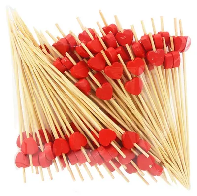 Produktbild von Cocktailspieße Herz Bambus 100 Stück 12cm Rot