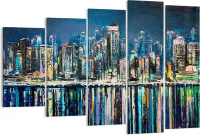 Produktbild von Bild auf Leinwand - Leinwandbild - Stadt Aussicht Wasser - 150x100cm - Wand Bild - Wanddeko - Leinwanddruck - Bilder - Kunstdruck - Wanddekoration - Leinwand bilder - Wandkunst - EG150x100-3461