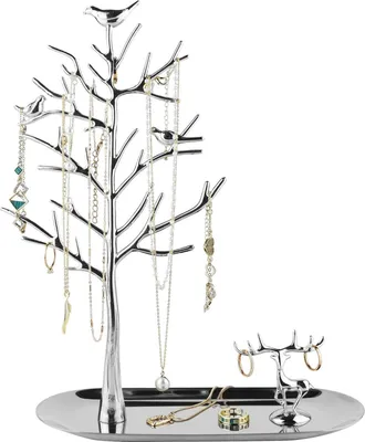 Produktbild von MORE&LESS Baum Hirsch Schmuckständer für Ringe Ohrringe Halsketten Armbänder - Silber Metall Palette