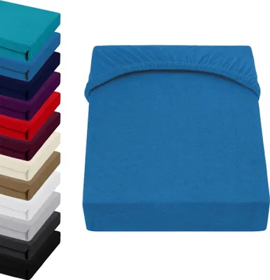 Produktbild von Premium Spannbettlaken für Boxspringbett/Wasserbett 180x200-200x220cm +40cm STEG , Farbe: Blau