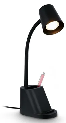 Image de Briloner Pahu Lampe de bureau, porte-crayons, interrupteur à fil, orientable,noir, 21 x 10 x 35,5 cm