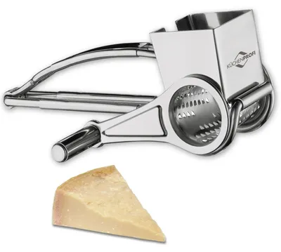 Produktbild von Käsereibe Trommelreibe Kurbel - Edelstahl - 20 cm - Für Käse, Gemüse und Nüsse
