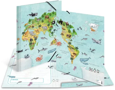 Produktbild von Sammelmappe A3 Karton Weltkarte Packung mit 3 Stück