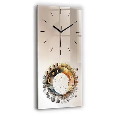 Produktbild von Wallfluent Wanduhr – Stilles Quarzuhrwerk - Uhr Dekoration Wohnzimmer Schlafzimmer Küche - Zifferblatt mit Strichen - schwarze Zeiger - 30x60 cm - Astronomieuhr