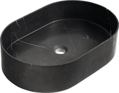 Image de BLOK lavabo en pierre à poser, 55x37cm, noir mat Marquin