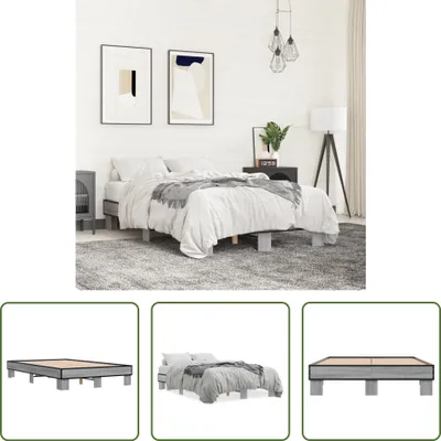 Produktbild von The Living Store Bettgestell Grau Sonoma 140x200 cm Holzwerkstoff und Metall