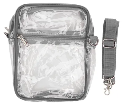 Obrázek produktu pro Průhledná taška přes rameno, PVC, průhledný zip, voděodolná, nastavitelná, taška přes rameno pro chlapce a dívky, šedá