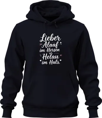 Produktbild von Lieber Alaaf im Herzen als Helau im Hals Karneval Köln lustig Uni Hoodie Kapuzenpullover, Navy, S