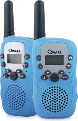 Produktbild von Qware Walkie-Talkie Set – 3 km Reichweite, 10 Kanäle & Taschenlampe Blau