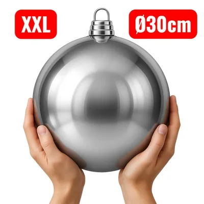 Produktbild von Weihnachtskugeln Outdoor XXL Christbaumkugeln für Draußen 30cm Groß Silber glanz