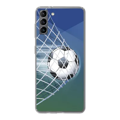 Produktbild von MuchoWow® Handyhülle Schutzhülle Hülle für Samsung Galaxy S21 Plus Eine Illustration eines Fußballs im Netz - Jungen - Mädchen - Kinder Silikon Softcase Handy Hülle - Handy-Tasche