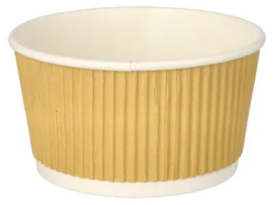 Produktbild von 25 Suppenbecher, Pappe rund 380 ml Ø 11 cm · 5,8 cm braun/weiss Ripple Wall
