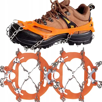 Image de Crampons pour chaussures antidérapantes 38-45 8 crampons orange