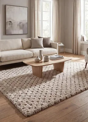 Produktbild von ATTICGO Hochflorteppich EMBER Skandinavisch shaggy in Beige/Creme, 80x150 cm