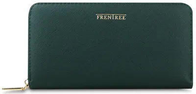 Produktbild von FRENTREE® Damen Geldbörse groß mit RFID-Schutz, 100% , elegantes Portemonnaie mit Handyfach - Tannengrün